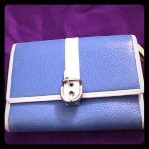 Coach Medium Size All Leather Wallet Blue White